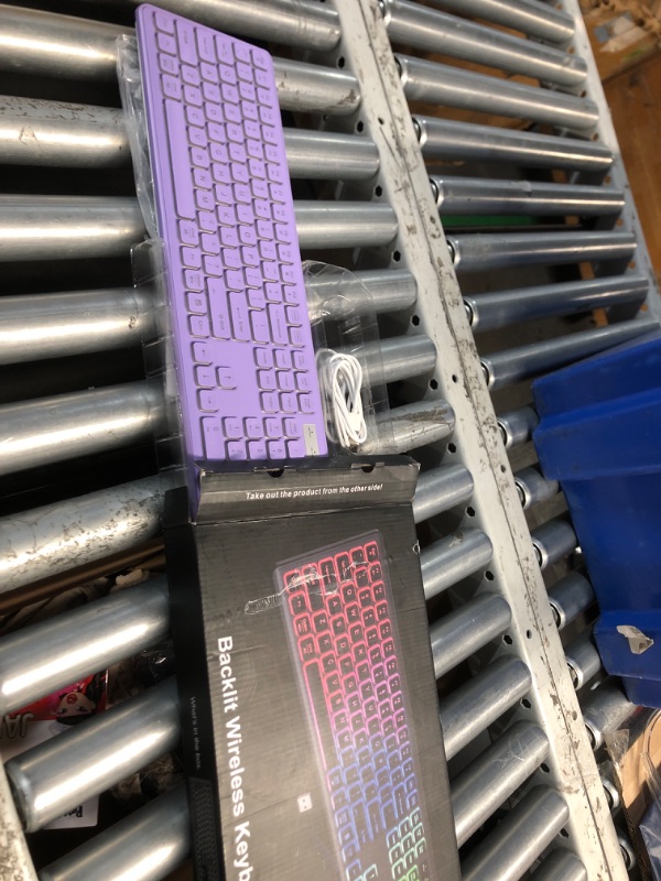 Photo 1 of (missing mouse/usb)(sold for parts) Wireless Keyboard and Mouse Combo, RGB Backlit, Rechargeable & Light Up Letters, Full-Size