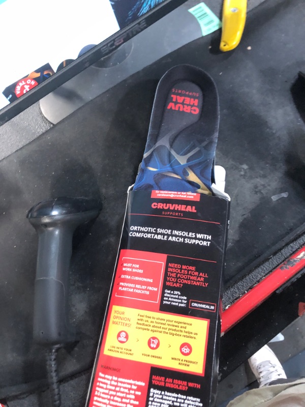 Photo 1 of (New) Work Orthotic Insoles - Anti Fatigue Medium Arch Support Shoe Insert Men Women - for Plantar Fasciitis Flat Feet Leg - Relieve Foot Pain - Work Boot Insoles Standing All Day (L, Blue Lines)