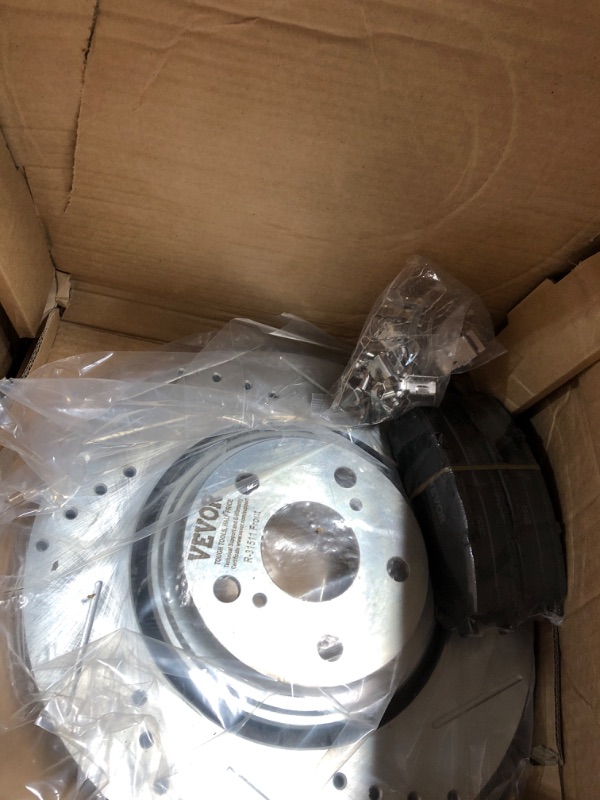 Photo 3 of VEVOR Front and Rear Brake Kit Compatible with Toyota Sienna, Highlander, Lexus RX350, RX450h, Drilled and Slotted Brake Rotors Ceramic Brake Pads Replacement, 12.9" Front Rotors 12.2" Rear Rotors