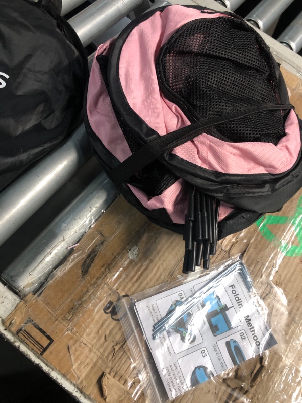 Photo 1 of ***(STOCK PHOTO FOR REFERENCE ONLY/ PINK)***Siedihit Dog Cat Playpen, Pet Puppy Portable Pens for Outdoor Travel Crate, Indoor After Surgery Use, Foldable Dog Kennel Tent for Rabbit or Small Animals and Tent Stakes(Dark Grey, Middle)