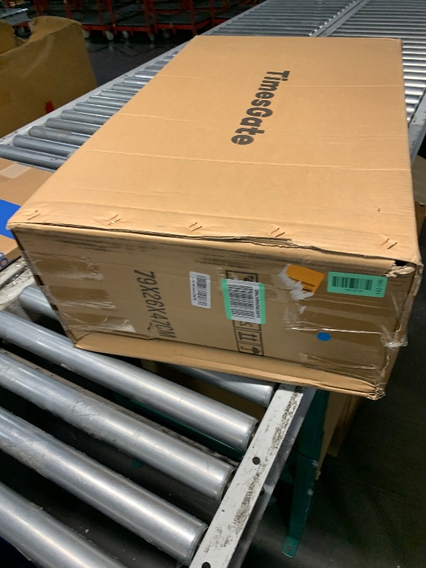 Photo 1 of ***PARTIAL SET, STAND ONLY (1/2) - PRICE ADJUSTED*** TimesGate Extendable Dining Table for 8-12 Seat, Flexible Stretch, Tabletop Made from Rock Plate and Tempered Glass, Solid Carbon Steel Base, 35.4" D x 94.5" W x 30" H, Dark Grey