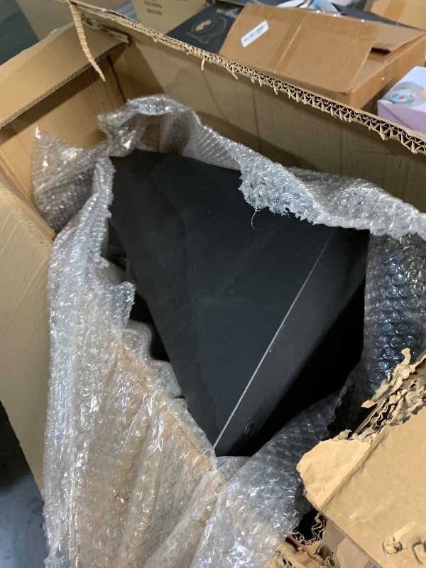 Photo 1 of ***PARTIAL SET, STAND ONLY (1/2) - PRICE ADJUSTED*** TimesGate Extendable Dining Table for 8-12 Seat, Flexible Stretch, Tabletop Made from Rock Plate and Tempered Glass, Solid Carbon Steel Base, 35.4" D x 94.5" W x 30" H, Dark Grey