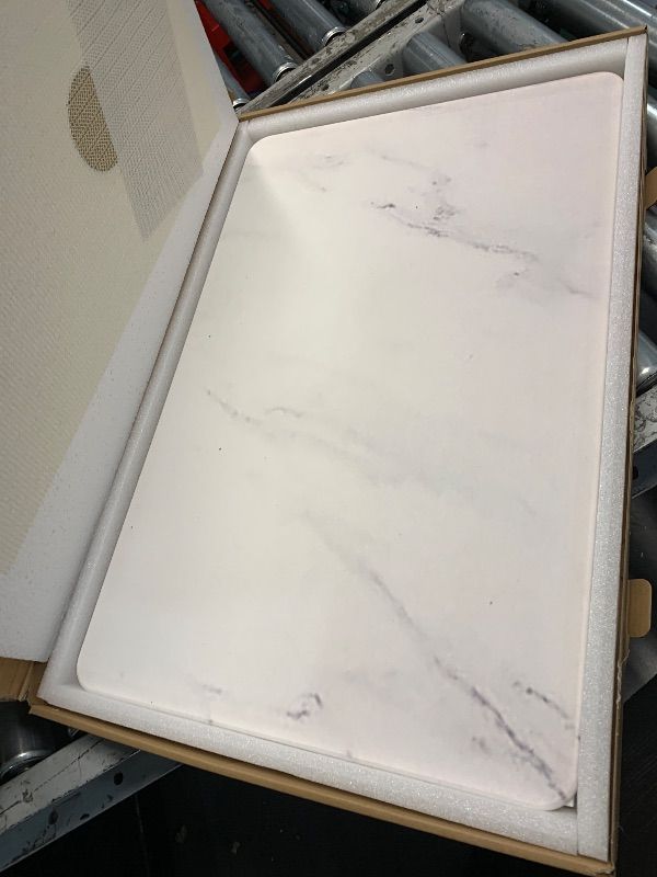 Photo 1 of ***DAMAGED - SEE NOTES/PICTURES*** Diatomaceous Earth Stone Drying Mat for Kitchen Counter - White Marble Dish Drying Pad (21.7" X 15.8") - Water Absorbent, Heat Resistant, Non-Slip Mat for Dishes, Cups & Bottles