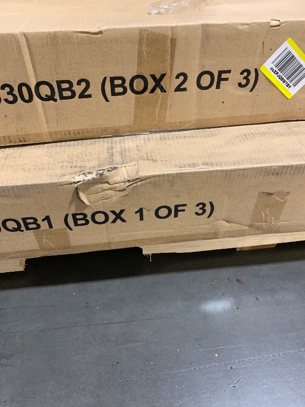 Photo 1 of ***FACTORY SEALED***
Benzara Fij Queen Size Bed- Natural Rattan Woven Panel Headboard- Gold Legs- Black