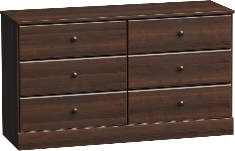 Photo 1 of 6 Drawer Double Dresser for Bedroom, Wide Chest of Drawers, Bedroom Furniture, Clothes Storage and Organizer, 15.5" D x 47.5" W x 26.85" H, Espresso