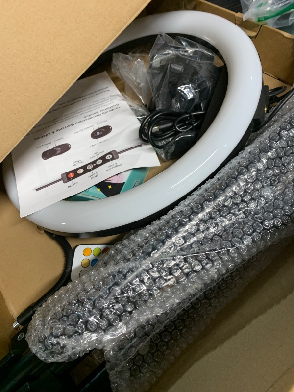 Photo 1 of ?????? 13" Selfie Ring Light with 63" Stand and 3 Phone Holder, 53 Lighting Modes, iPad Holder, Remote, Desk Tripod, RGB Ringlight for iPhone. Vlogging Circle Led Halo Light Photo Video Kit