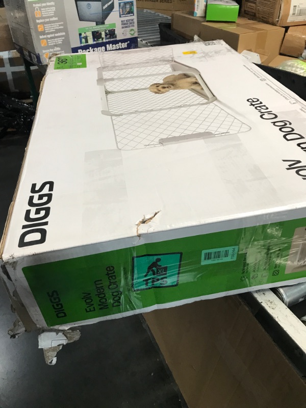 Photo 1 of DIGGS Evolv Dog Crate - Slim, Durable Dog Kennel with Removable Ceiling Panel and Modular Design - Safe, Stylish, and Convenient (Ash, Intermediate)