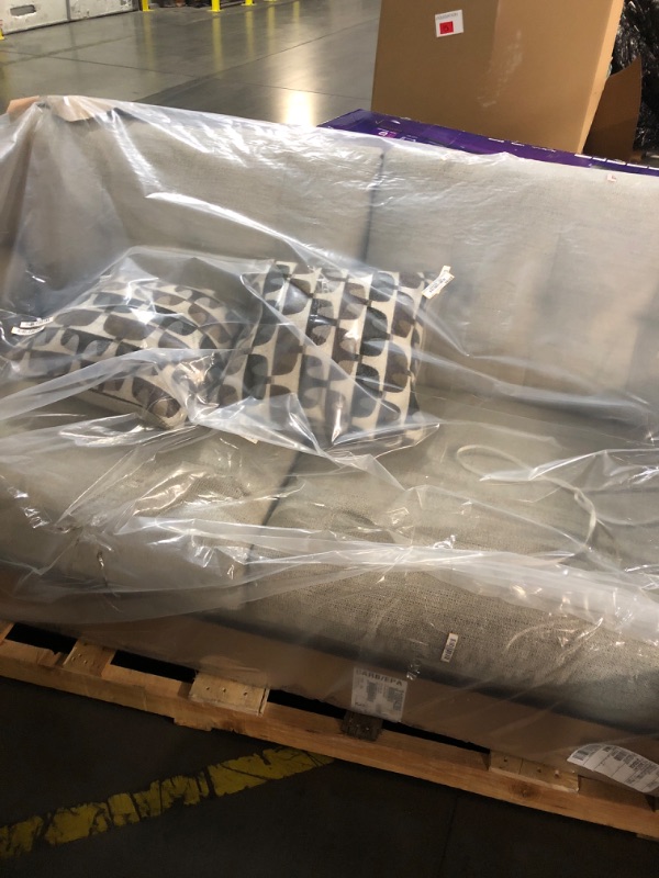 Photo 1 of **ITEM HAS MAJOR DAMAGE TO ONE CORNER**
Signature Design by Ashley Mahoney Contemporary 2-in-1 Tufted Sofa Sleeper with Folding Gel Memory Foam Mattress, Full, Beige
