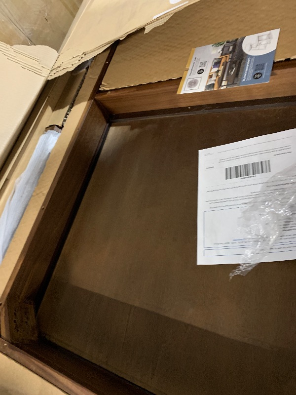 Photo 1 of ***MISSING PARTS***
***TRUCK/TRAILER PICKUP ONLY*** ***STOCK PHOTO FOR REFERENCE ONLY*** SIMPLIHOME Draper Dining Table - 66 inch Wide Solid Walnut Veneer Rectangular Table, Mid-Century Modern Style for Dining Room or Kitchen with Tapered Legs and Spaciou