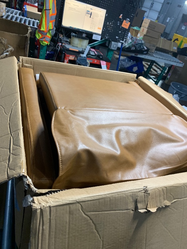 Photo 1 of **1 PIECE**PRICE ADJUSTED**COLAMY Push Back Recliner Chair Set of 1, Upholstered Leather Recliner with Footrest 105-135 Degree Adjustable, Comfy Modern Wingback Recliner for Living Room, Bedroom,Small Spaces, Camel