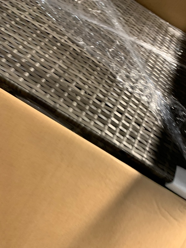 Photo 1 of ***** RIPPED ON CHAIRS***Wisteria Lane Outdoor Patio Furniture Set, 7 Piece Outdoor Dining Sectional Sofa with Dining Table and Chair, All Weather Wicker Conversation Set with Ottoman, Light Grey Cushion