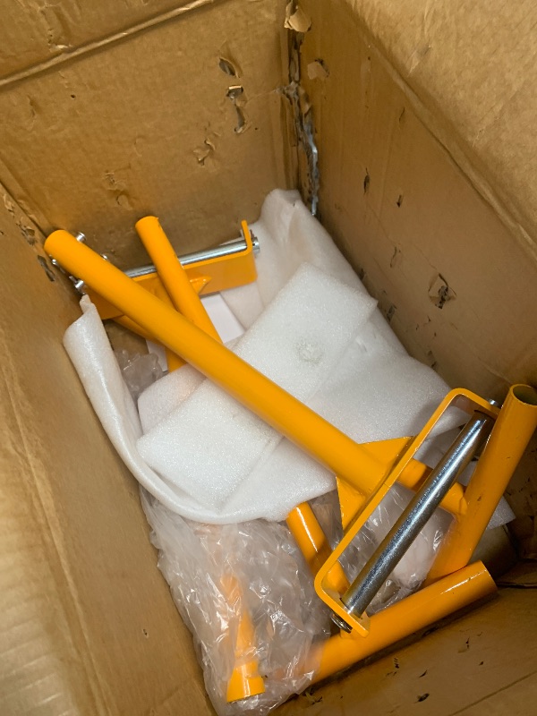 Photo 1 of ****************missing all rollers*************
VEVOR Machine Skate, 6T Machinery Skate Dolly, 13228 lbs Machinery Moving Skate, Machinery Mover Skate with 360° Rotation Cap and PU Directional Rollers, Heavy Duty Industrial Moving Equipment, Yellow