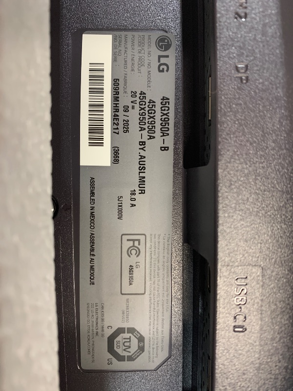 Photo 1 of LG 45GX950A-B 45-inch Ultragear 5K2K WUHD (5120 x 2160) OLED Curved Gaming Monitor, Dual-Mode, 165Hz, 0.03ms, NVIDIA G-Sync, AMD FreeSync Premium Pro, HDR True Black 400, USB Type-C 90W, DP2.1, Black