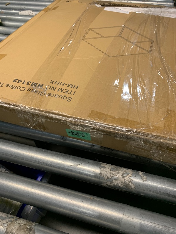 Photo 1 of ????????????Glass Coffee Table Square Coffee Table for Small Space,Modern Minimalist Center Table for Living Room Home Office,Tempered Glass-top with Sturdy Metal Frame,Easy Assembly,27 x 27In, White