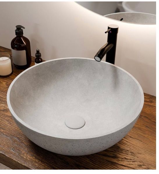 View 1 of ***PHOTO FOR REFERENCE ONLY***YIMAI Black Glass Vessel Sink 16.5" x 16.5" x 5.5" – Tempered Glass Above Counter Round Bathroom Sink Bowl Countertop Modern Sinks with Faucet and Drain Combo