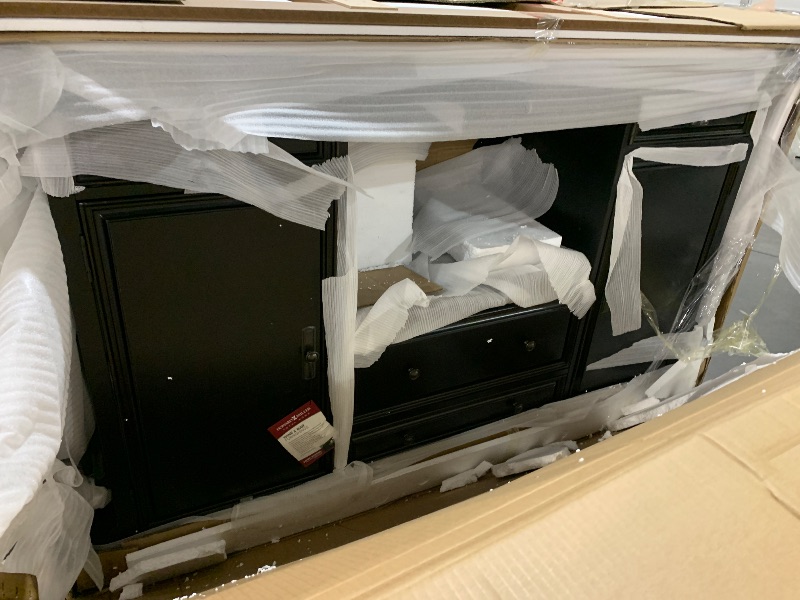 Photo 1 of ****Factory sealed/Open for inspection***Howard Miller Tivon Wine-cabinets II - Wood Stemware Rack 16 Bottle Wine Storage Black Finished | Ice Bucket Bar Cabinets for Home & Storage with Locking Doors Portable Bar Table for Events. ***TRUCK/TRAILER PICKUP