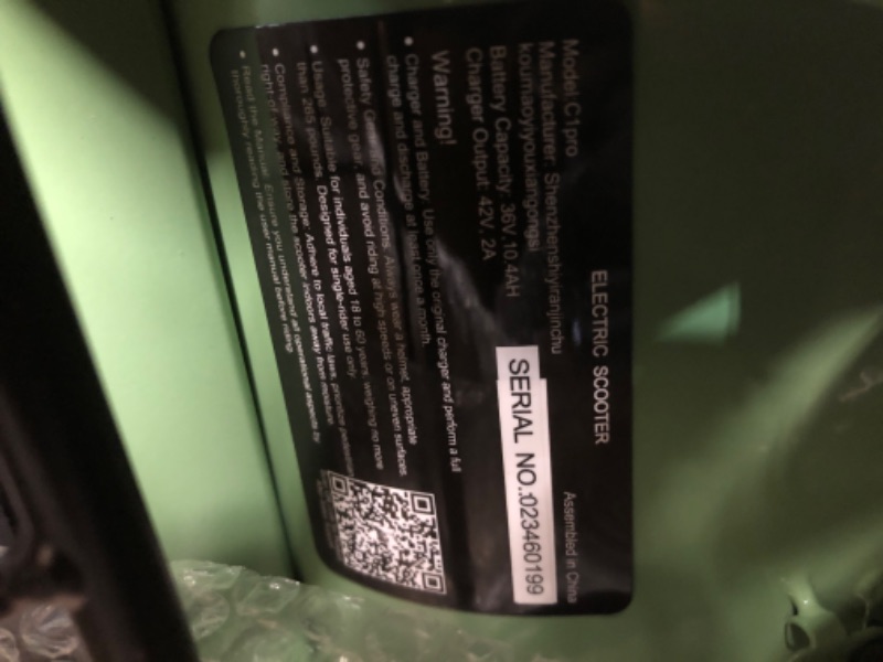 Photo 1 of ****FACTORY SEALED******OPENED FOR INSPECTION****Urbanmax Upgraded Electric Scooter for Adults with Seat C1Pro, 19MPH & 25 Miles Range, 12" Pneumatic Tires, Dual Shock Absorbers, Dual Brakes, Removable Basket, UL2272 Certified – Green