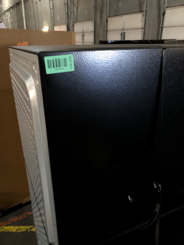 Photo 1 of ** ITEM IS UNUSED BUT HAS DAMAGE TO SIDE GOES ALL THE WAY THROUGH**
BLACK+DECKER 16 Cu. Ft. French Door Refrigerator with Built-in Ice Maker, Full Size Refrigerator with Bottom Mount Freezer Drawer, Frost Free, ENERGY STAR certified, BRF1600GIMB, Black