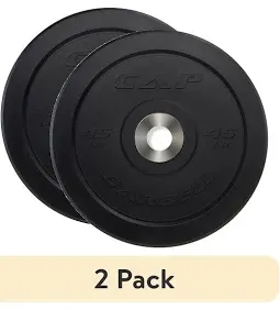 Photo 1 of (2 pack) CAP 45 lb Olympic Bumper Plate, Black, Size: 45 lbs