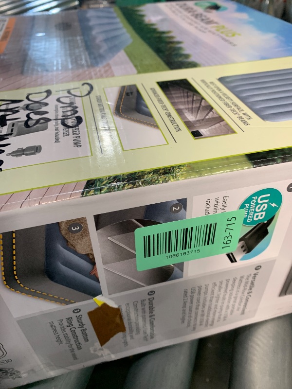 Photo 1 of ***DAMAGED - SEE NOTES/PICTURES***Intex 64159E Dura-Beam Plus Mid-Rise Air Mattress: Fiber-Tech - Queen Size - Built-in USB Electric Pump - 14in Bed Height - 600lb Weight Capacity