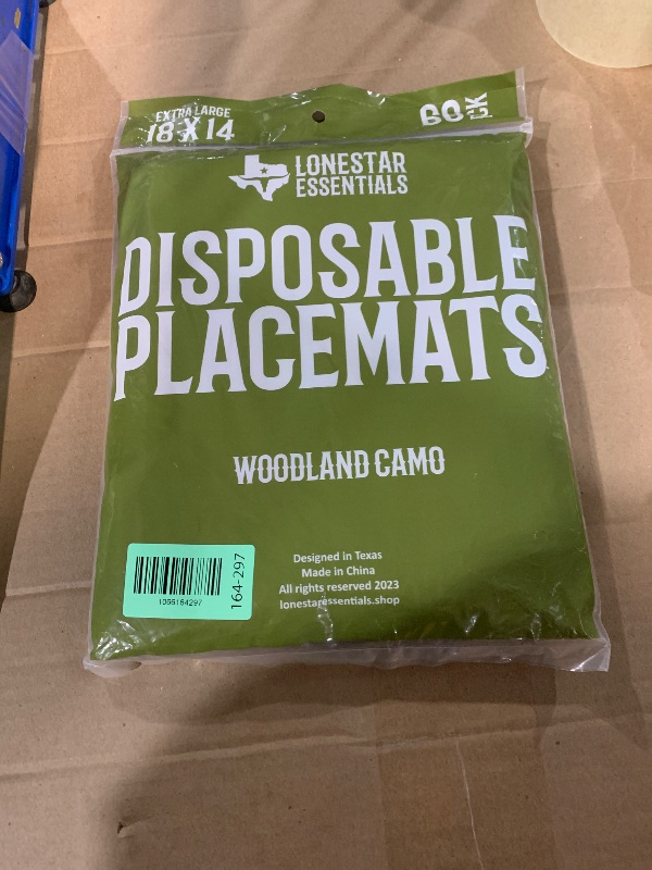 Photo 1 of ***FACTORY SEALED*** Lonestar Essentials (60 Pack) Disposable Placemats for Baby Toddlers Kids | Table Mat with Adhesive Strips Stick on | Extra Large Mats 18" x 14" Waterproof (Woodland Camo)