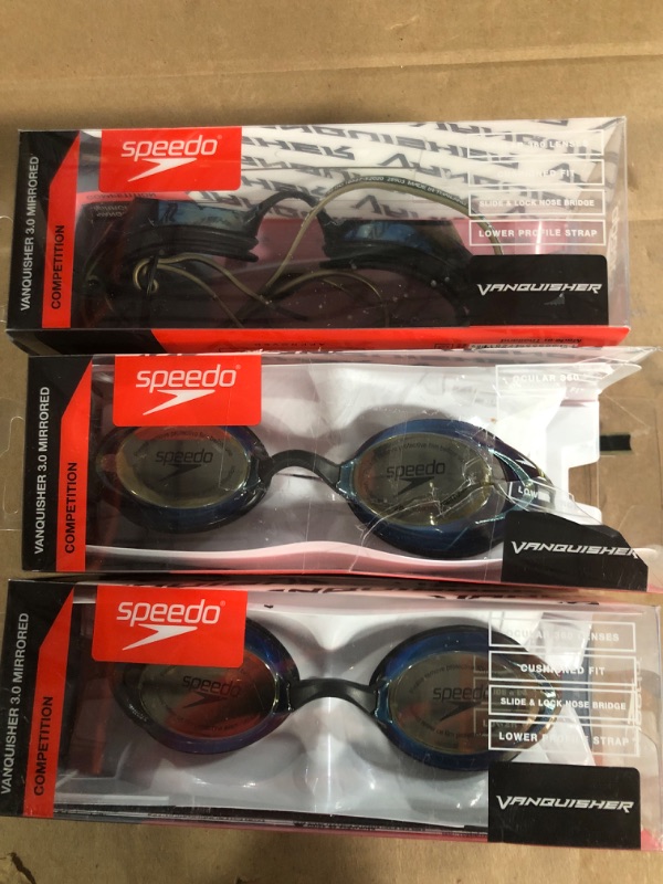 Photo 1 of (3 PAIRS) Speedo Vanquisher 3.0 Mirror Swimming Goggles