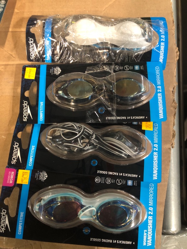 Photo 1 of (4 PAIRS) Speedo Women's Vanquisher 2.0 Mirrored Goggles - 2025