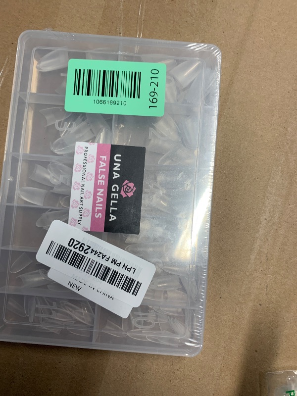 Photo 1 of ***FACTORY SEALED***UNA GELLA Medium Almond Gel Nail Tips: Full Matte Almond Shape Nail Tips Half Cover 216pcs Medium Almonds Press On Nails DIY Salon for Fake Acrylic False Nails 12 Sizes, Saving Design Gelly Tips