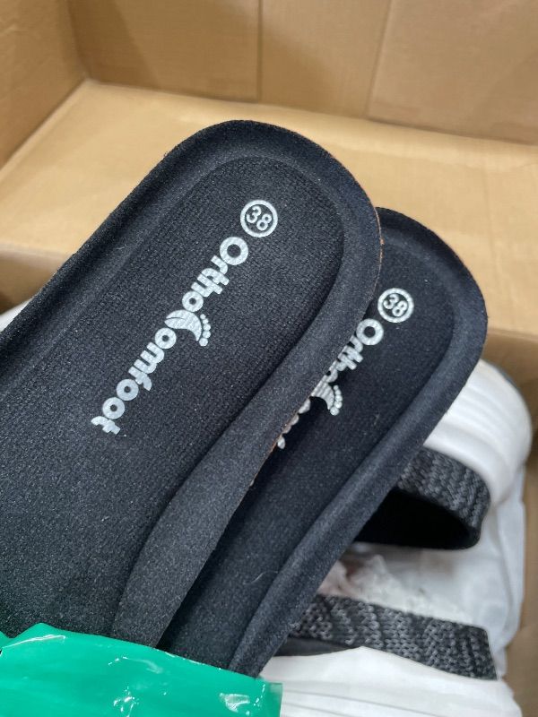 View 4 of *USED*OrthoComfoot Women's Orthopedic Slip On Loafers Slippers Shoes: Plantar Fasciitis Pain Relief Dress Clogs Shoes, Orthotic Arch Support Driving, Ultralight Non-Slip Mules with Elastic Band Black Size 8/38