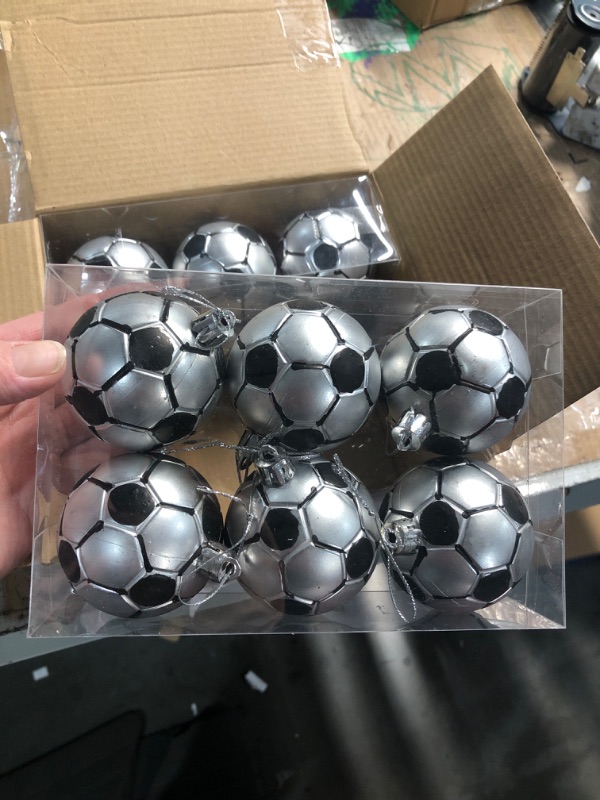 Photo 1 of ***(missing a pack/ not a complete set)***Leitee 18 Pcs Christmas Plastic Soccer Ball 2.36 Inch Xmas Tree Ornaments with Hanging Loop Sports Theme Decorative Hanging Ornaments for Holiday Party Christmas Tree Home