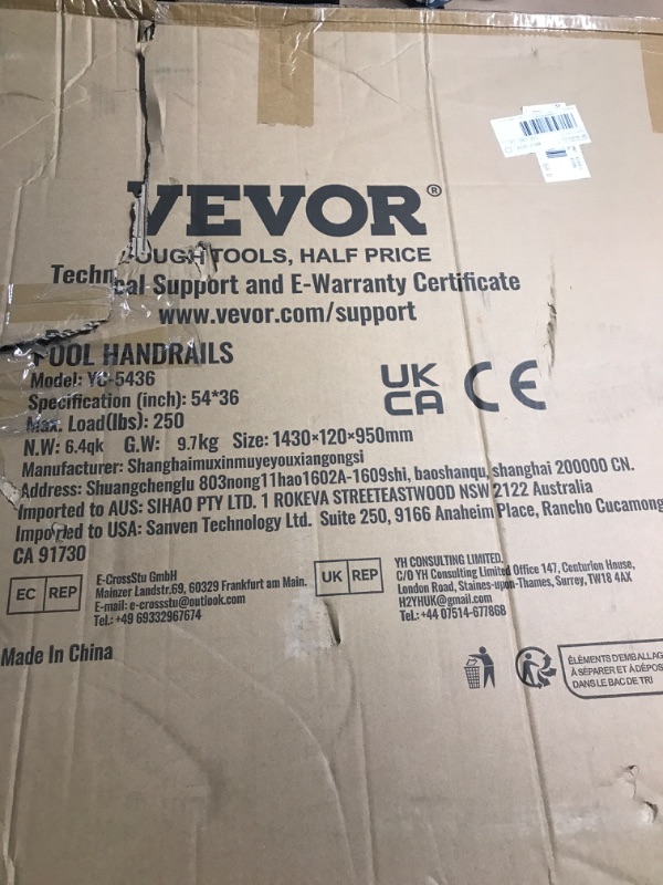 Photo 1 of ***FACTORY SEALED*** VEVOR Pool Rail 54x36 Pool Railing 304 Stainless Steel 250LBS Load Capacity Silver Rustproof Pool Handrail Humanized Swimming Pool Handrail with Blue Grip Cover & M8 Drill Bit & Self-Taping Screws