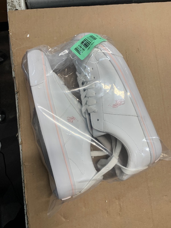 Photo 1 of ***(MINOR DAMAGE/HEAVILY USED)***POLO RALPH LAUREN Boy's Sayer WHT TMBD/LT PNK PP Sneaker, White/Light Pink, 5.5 Toddler