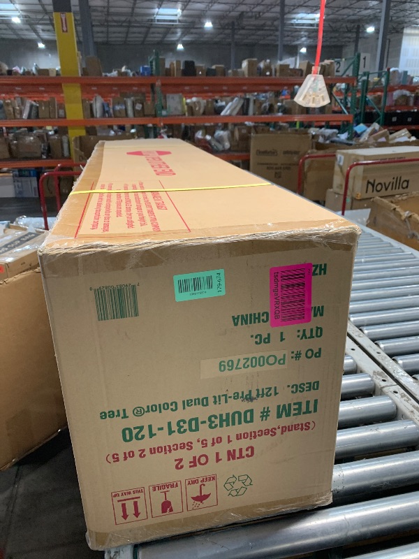 Photo 1 of ***BOX 1 OF 2 ONLY*** National Tree Company 12 ft Pre-Lit Dunhill Fir Artificial Christmas Tree, 1,200 LED Lights, 7,794 Tips, PowerConnect, Foot Pedal, 10 Light Functions, Includes Stand, Green