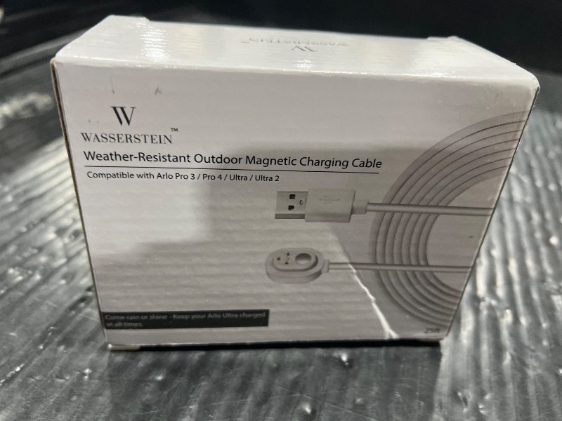 Photo 1 of 25ft/7.6m Weatherproof Charging Cable with Quick Charge Adapter Compatible with Arlo Pro 3/4/5s (White) (Not Compatible with Arlo Essential Spotlight)