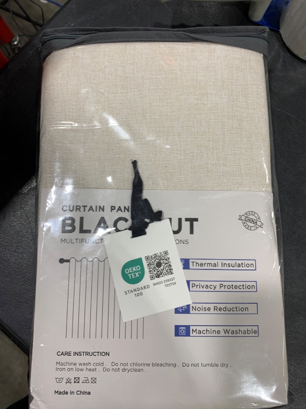 Photo 1 of 100% Blackout Shield Linen Blackout Curtains for Bedroom 84 Inches Long, Back Tab/Rod Pocket Living Room Drapes, Thermal Insulated Blackout Curtains 2 Panels Set, 50" W x 84" L, Cream