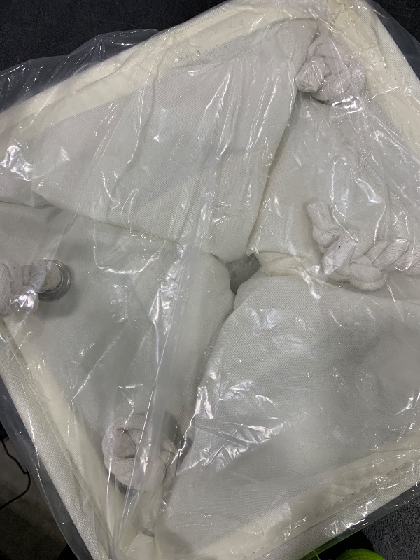 Photo 1 of ISEMINGLA 11 x 11 Inch Storage Cubes, 6 Pack Large Collapsible Fabric Storage Bin with Ropes, Foldable Storage Cubes for Home, Office,Closet, Clothes, Toys Organizer (White&Gray)