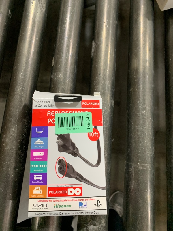 Photo 1 of 10-ft Replacement Polarized Power Cord, Works with VIZIO and Hisense TVs, DirecTV, Verizon, and Comcast Cable Boxes, VIZIO and Sanyo Soundbars, Blu-Ray and DVD Players,