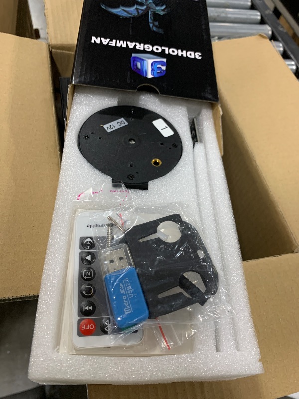 Photo 1 of 3DHologramFan Projector Holographic Christmas Tree Including Splicing Bracket,3DHologramFan,16.5" Holographic Fan with 224 LED Light Beads for Shop,Bar,Halloween Party Advertising Display