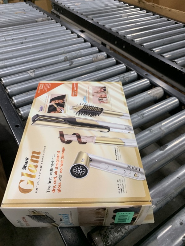 Photo 1 of Shark Glam Ceramic & Powerful Air Styling & Drying System, with Silki Straightener & Shark Glossi Air Glosser, for Drying, Curling, Straightening & Glossing, Gold, HD6051S (Straight & Wavy Hair)