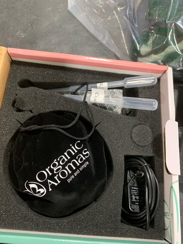 Photo 1 of Organic Aromas Raindrop 2.0 Aromatherapy Diffuser for Essential Oil, Waterless Glass Nebulizer w/Auto-Off Switch, BPA Free - Lightwood