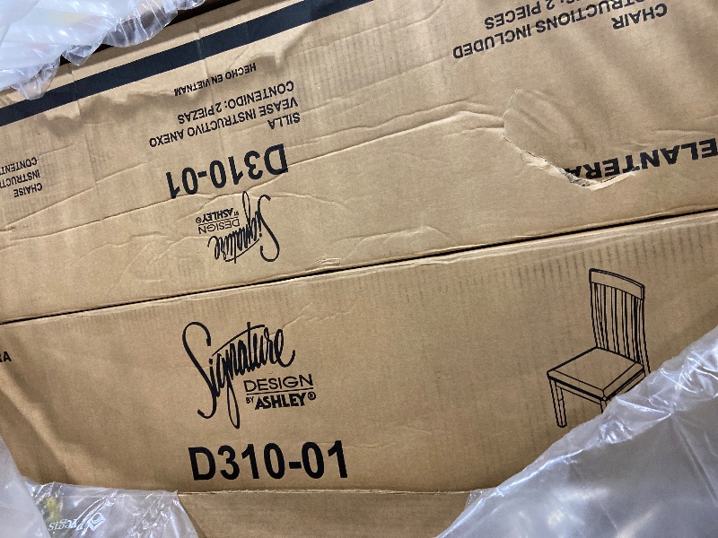 Photo 1 of  2 BOXES OF Signature Design by Ashley Hammis Rake Back Dining Room Chair, Set of 2, Dark Brown  TOTAL OF 4 CHAIRS 
