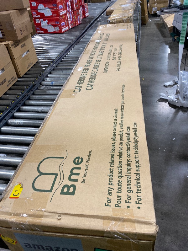 Photo 1 of Bme Catherine Queen Platform Bed Frame, Modern Bed Frame Without Headboard, Wooden Low Profile Bed Frame, Acacia Wood Platform Bed Frame, No Box Spring Needed, Supports up to 800lbs - Dark Chocolate