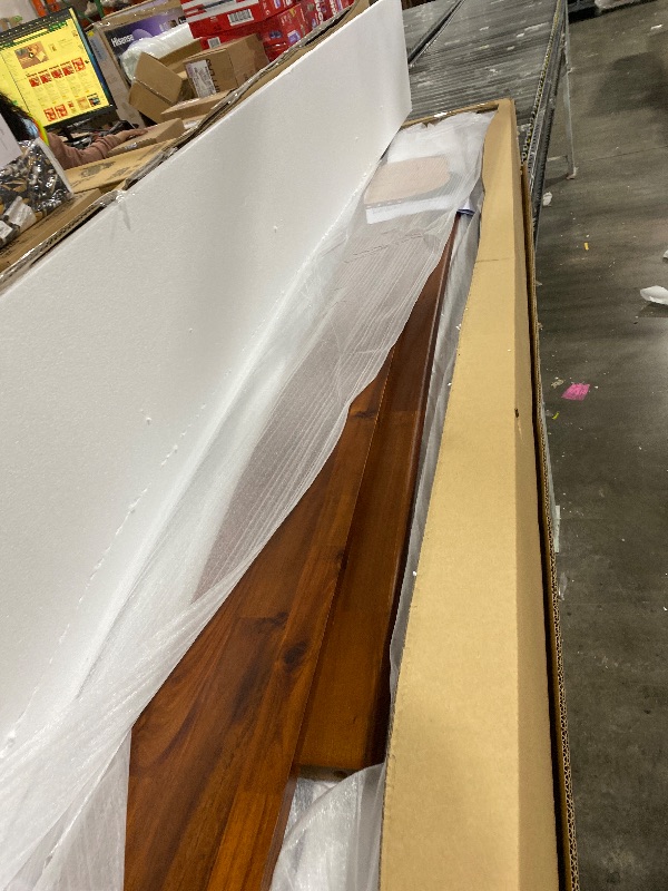 Photo 1 of Bme Catherine Queen Platform Bed Frame, Modern Bed Frame Without Headboard, Wooden Low Profile Bed Frame, Acacia Wood Platform Bed Frame, No Box Spring Needed, Supports up to 800lbs - Dark Chocolate