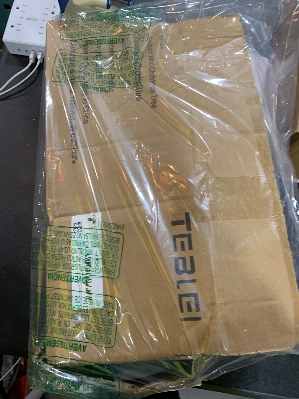 Photo 1 of 2FT Mini Christmas Tree, Snow Flocked Blue Christmas Trees, 100 Lifelike Branches, 60 LED Lights, 47 Ornaments, 24 Inches Tabletop Artificial Prelit Small Christmas Tree for Holiday Indoor DIY Decor