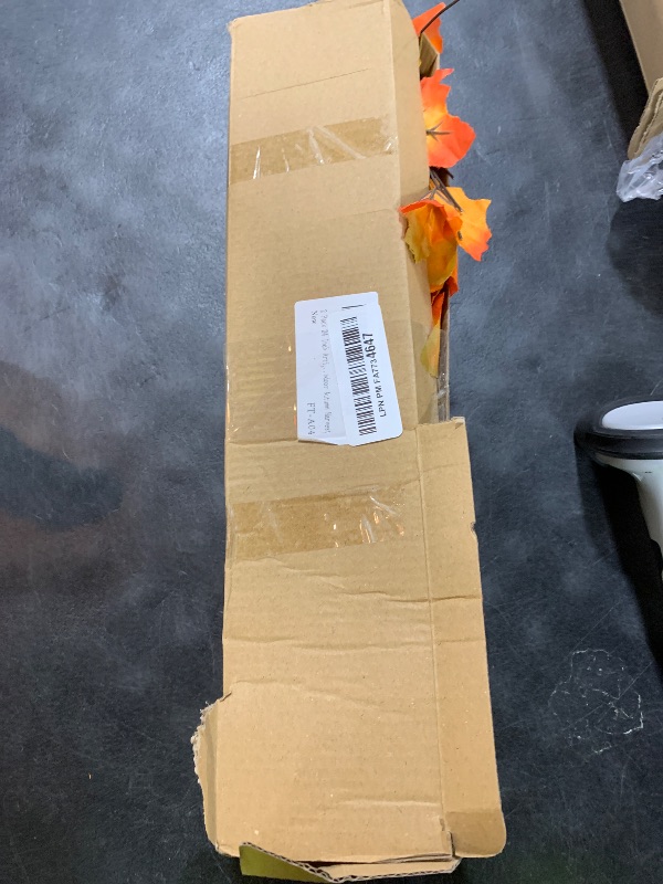 Photo 1 of 2 Pack 24 Inch Fall Maple Tree with 48LED Battery Operated Lighted Tabletop Artificial Tree with Pumpkin Acorn Maple Fall Centerpieces Indoor Fall Decorations for Home Office Thanksgiving Table Decor