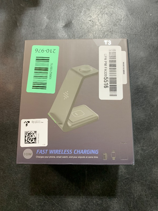 Photo 1 of 3 in 1 Wireless Charging Station, 2025 Upgraded Fast Desk Charger Station for iPhone 17 16 15 14 13 12 Pro Max Plus, Charger Stand for Apple Watch 10 9 8 7 6 5 4 3 2 SE, Airpods 4 3 2 Pro(Black)