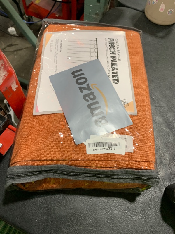 Photo 1 of 100% Blackout Shield Linen Look Textured Pinch Pleated Curtains Blackout Drapes 96 Inch Long 2 Panels Set, Faux Linen Blackout Curtains for Bedroom & Living Room, 40" W x 96" L, Burnt Orange