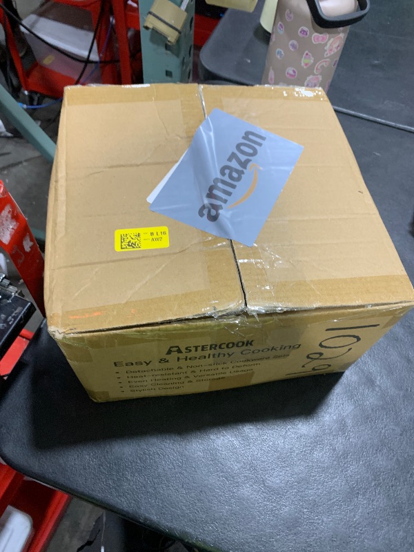 Photo 1 of Astercook Ceramic Non-stick Cookware 21 Pcs Pots and Pans Set, Detachable Handle, RV Kitchen Non Stick Cooking Set Removable Handles, Oven Safe, Induction Ready, Stackable, Cream White