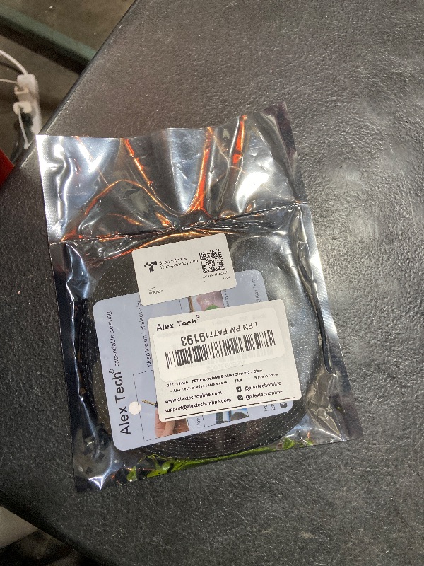 Photo 1 of 25ft - 1/4 inch PET Expandable Braided Sleeving – Black – Alex Tech Braided Cable Sleeve