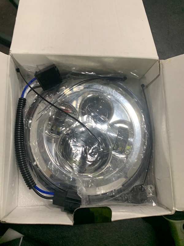 Photo 3 of UNI-SHINE 2pcs Projector 7 Inch LED Headlight Hi/Lo Beam Chrome 7’’ Round H6024 LED Headlight Compatible with Jeep Wrangler JK CJ TJ fit for Miata, for Chevy SC2